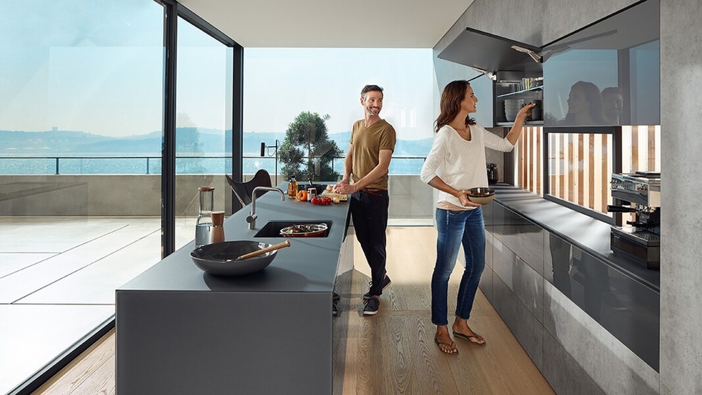 BLUM - AVENTOS HK TOP - KOMPLET SET - sada - biela - na plné dvere s tlmením