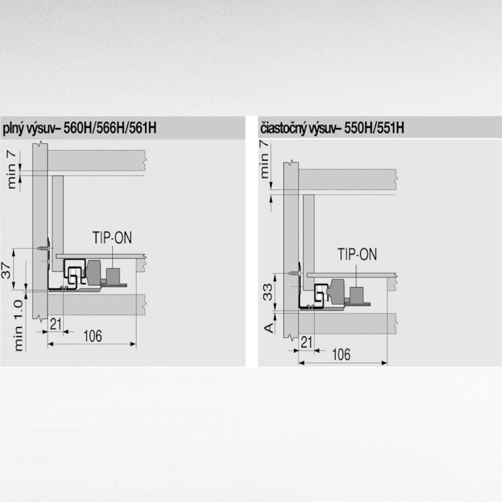 BLUM TDM - čiastočný 550H