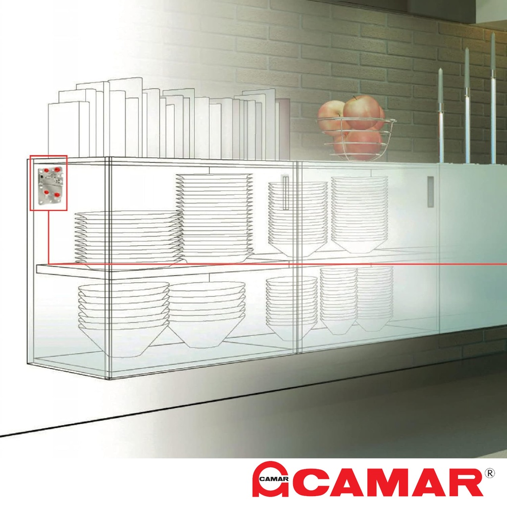 CAMAR 807 - Rektifikačné kovanie pre spodné skrinky - Ľavá