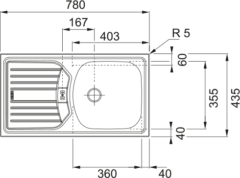 FRANKE - ETN 614 NOVA 6/4" Nerez