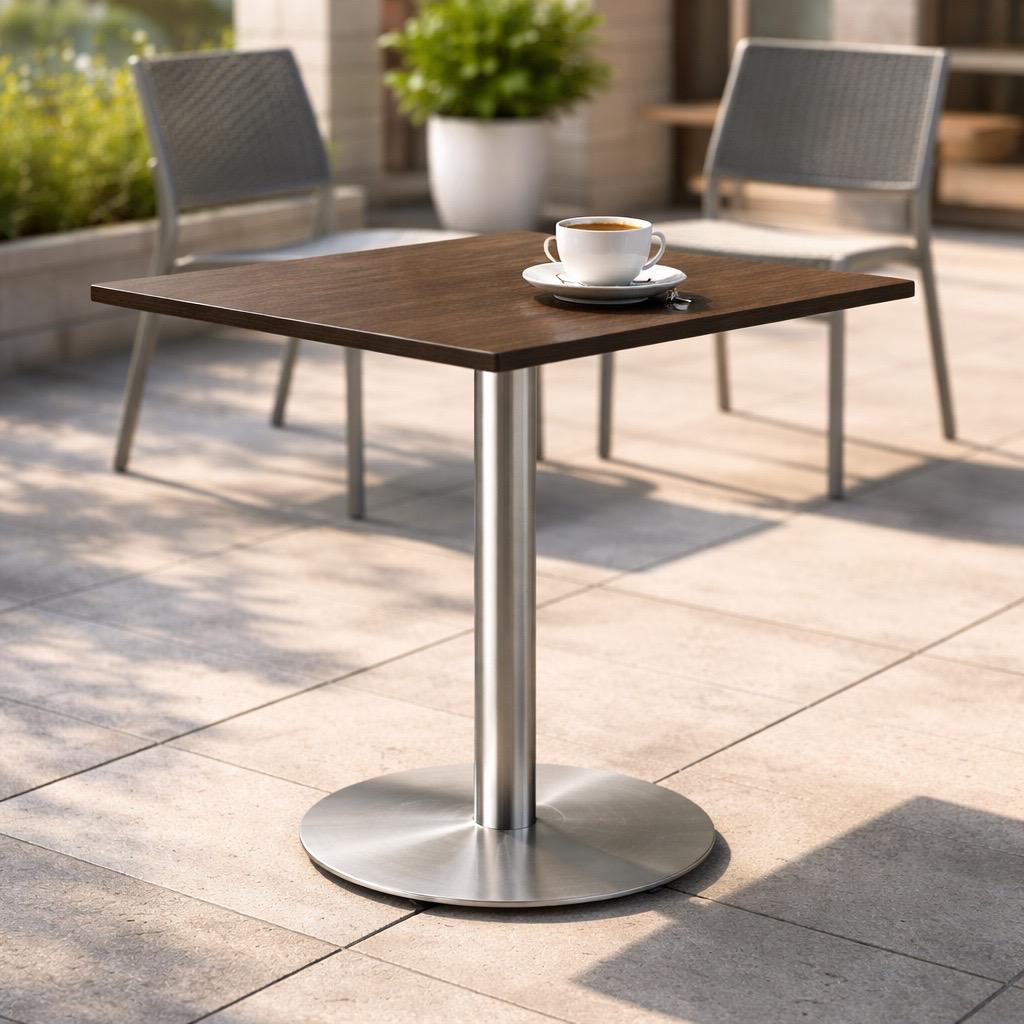 Kaviarenský Stôl /670x670x36/ - H3711 ST9 Orech Carini tabakový - Stolová podnož 740mm Okrúhla Nerez