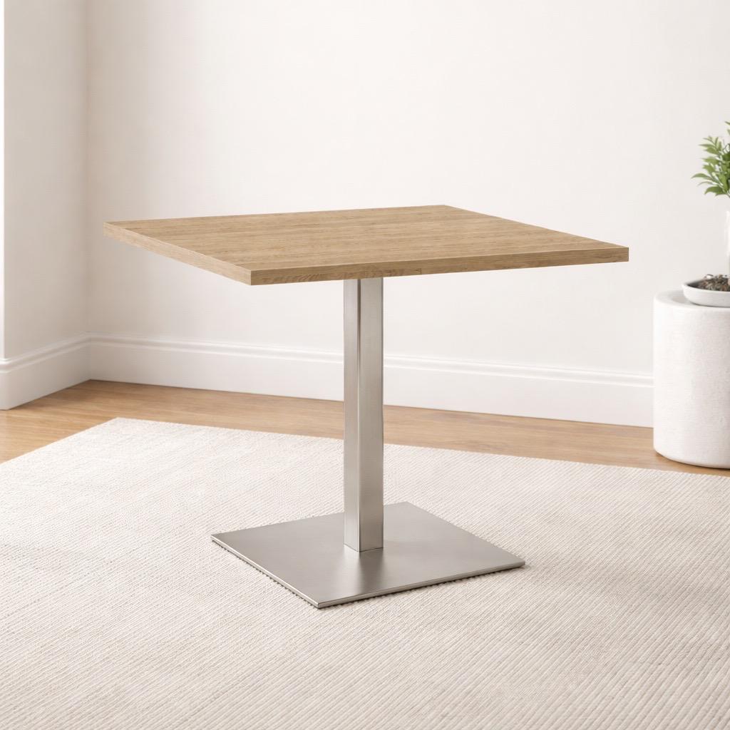 Kaviarenský Stôl /670x670x36/ - H3326 ST28 Dub Gladstone šedo béžový - Stolová podnož 740mm Hranatá NEREZ 