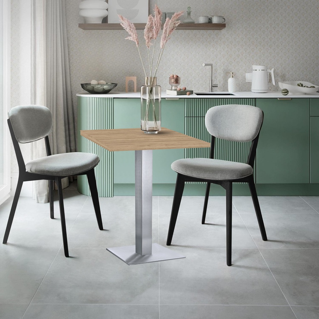 Kaviarenský Stôl /670x670x36/ - H3326 ST28 Dub Gladstone šedo béžový - Stolová podnož 740mm Hranatá NEREZ 