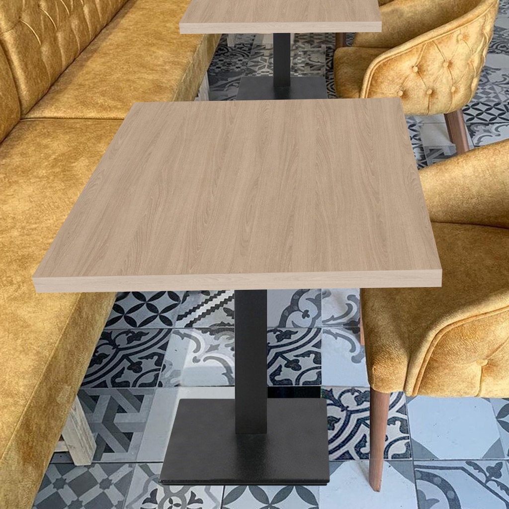 Kaviarenský Stôl /670x670x36/ - H1377 ST36 Dub Orleans pieskový - Stolová podnož 740mm Hranatá ČIERNÁ