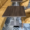 Kaviarenský Stôl /670x670x36/ - Krono Swiss -  7648 PR  Arusha Wenge - Stolová podnož 740mm Hranatá NEREZ 