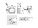 Excenter - BIELÝ - /20x12,5x16mm/ 