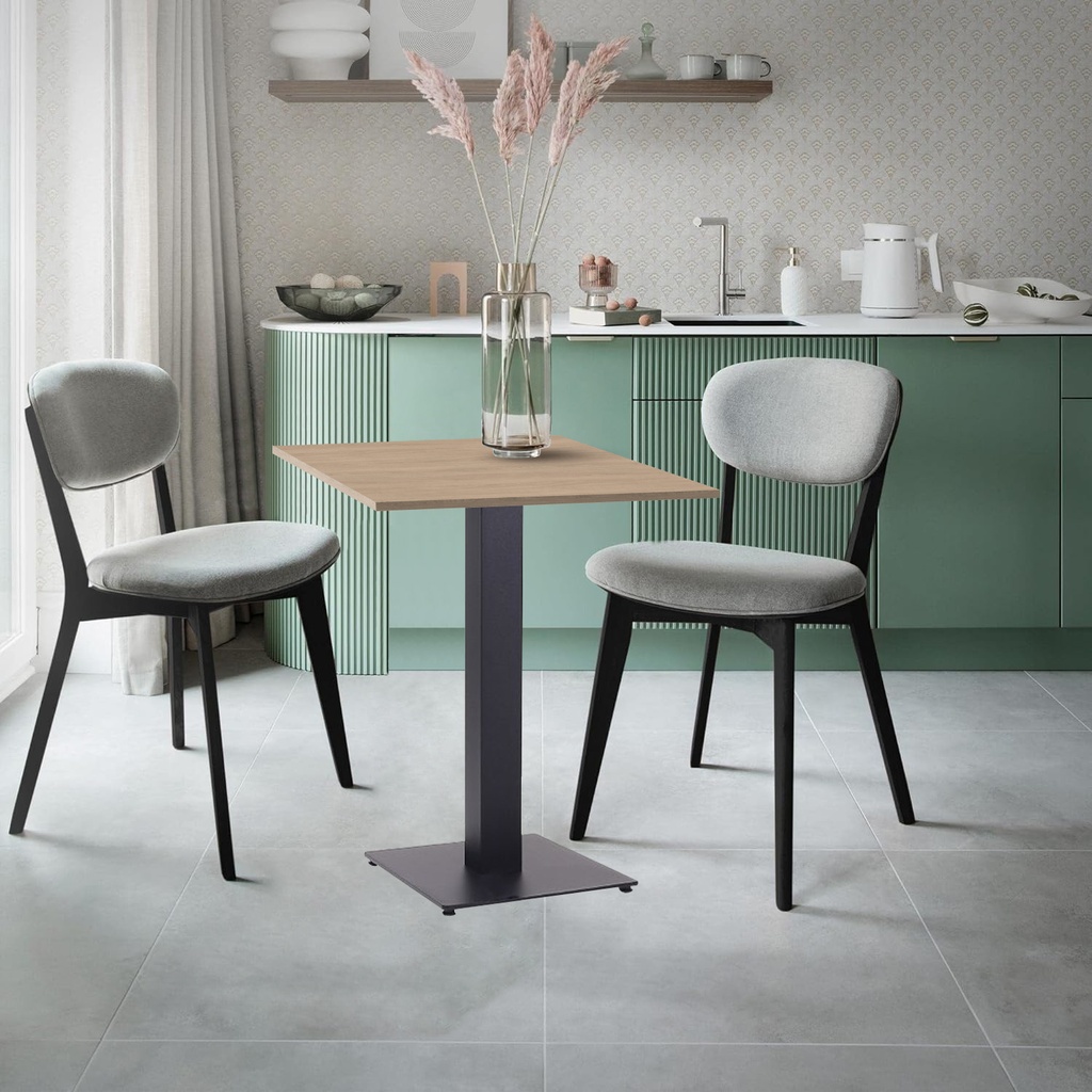 Kaviarenský Stôl /670x670/ - H1377 ST36 Dub Orleans pieskový - Stolová podnož 740mm Hranatá ČIERNÁ