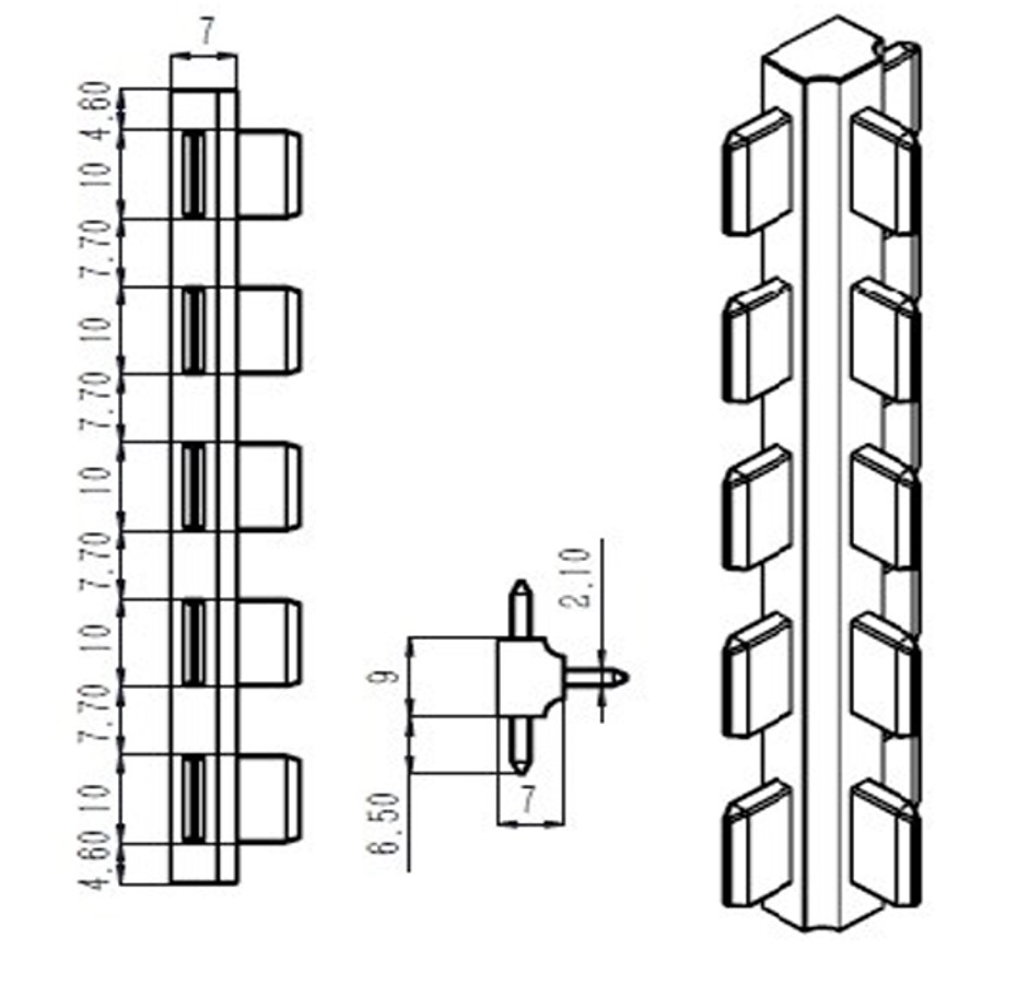 SISO trojstranná spojka na panel - 60mm bielý