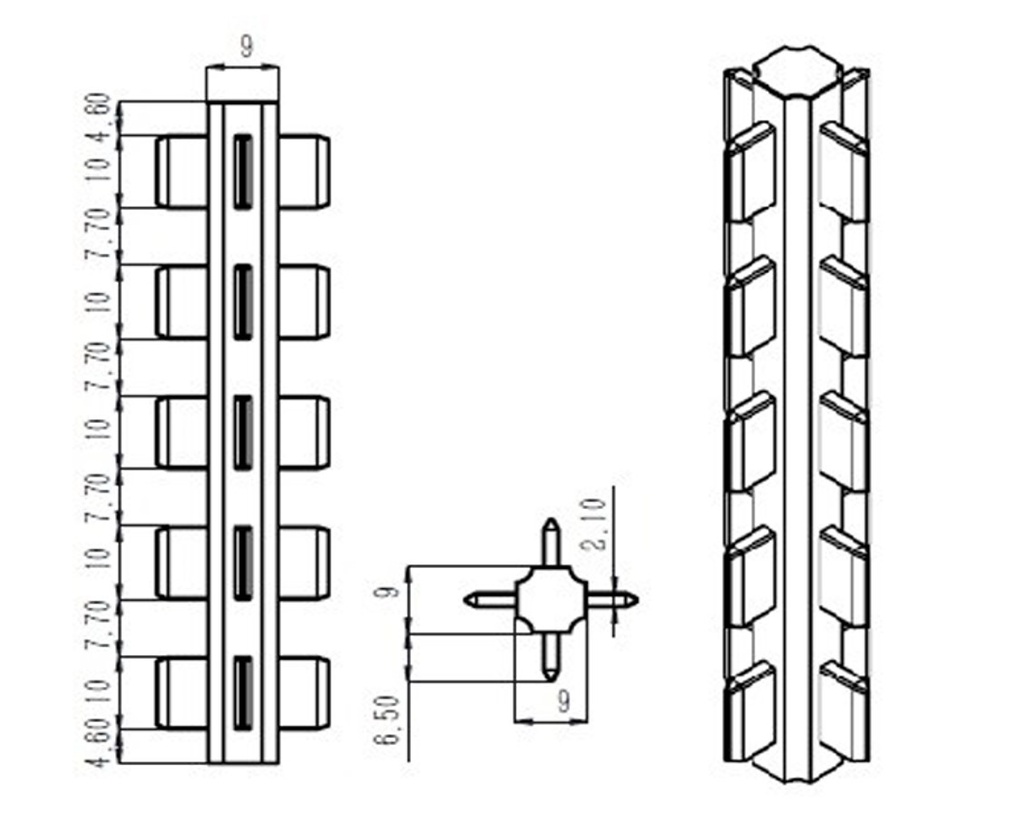SISO štvorstranná spojka na panel - 60mm bielý