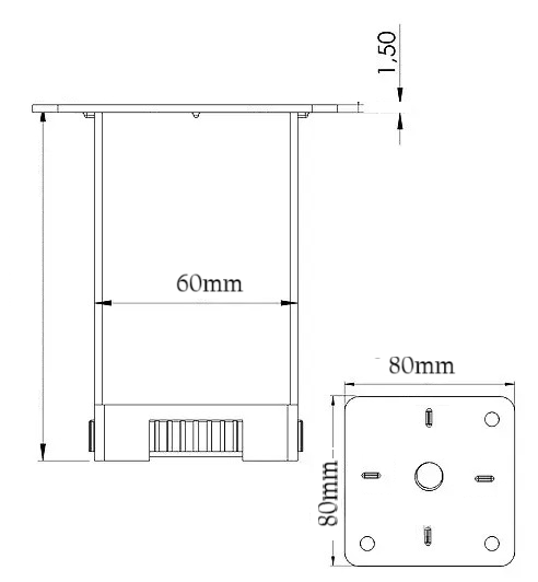 Kovová nožička hranatá - 60x60mm nastaviteľná