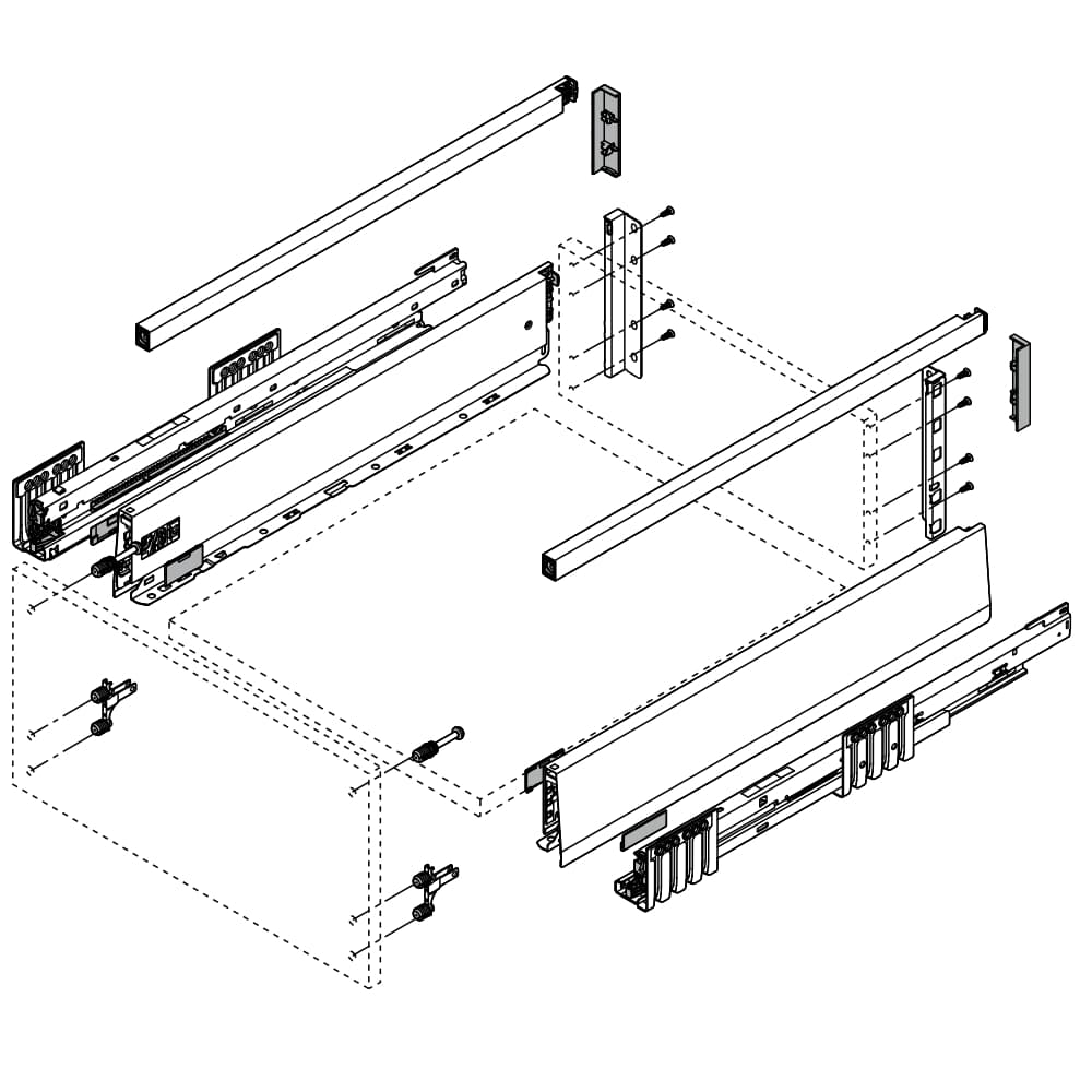 BLUM  - Merivobox - sada výška E-reling - Blumotion - 40kg - SIVÁ MATNÁ ORION
