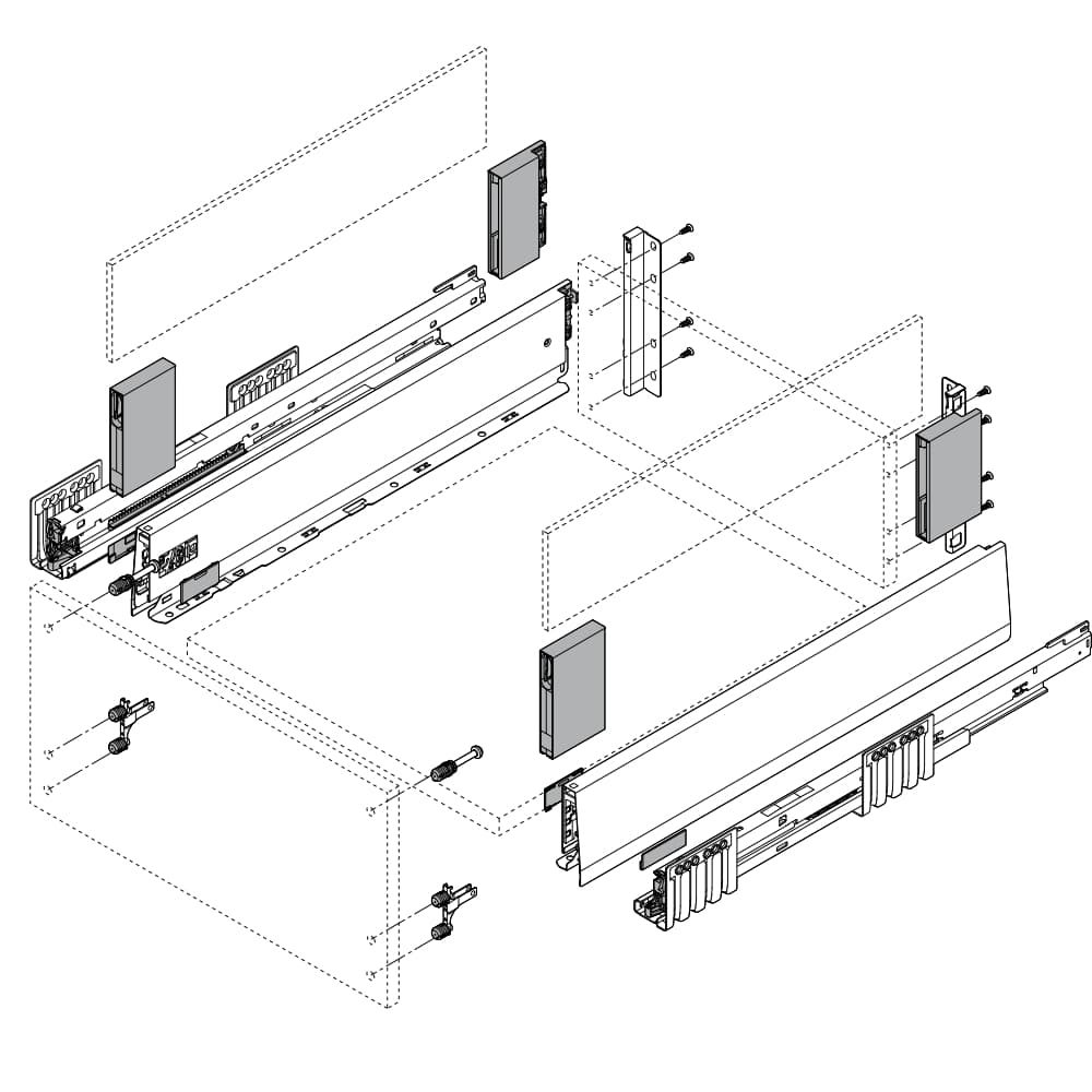 BLUM -  Merivobox- sada výška  E - BOXCOVER - Blumotion - 40kg - SIVÁ MATNÁ ORION