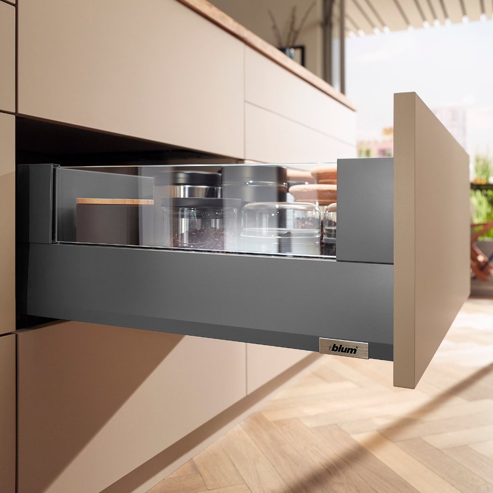 BLUM -  Merivobox- sada výška  E - BOXCOVER - Blumotion - 40kg - SIVÁ MATNÁ ORION