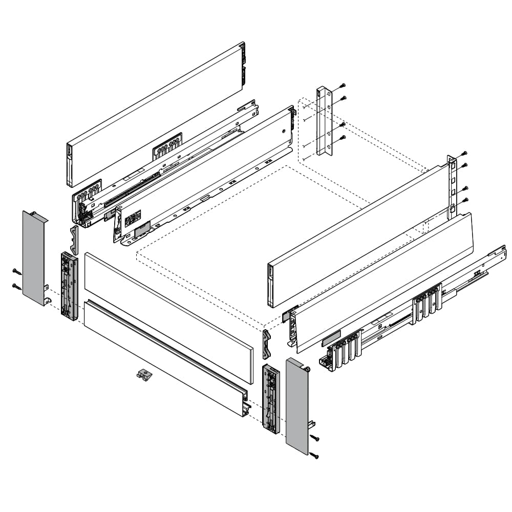 BLUM - Merivobox - sada výška  E - BOXCAP - Blumotion - 40kg - SIVÁ MATNÁ