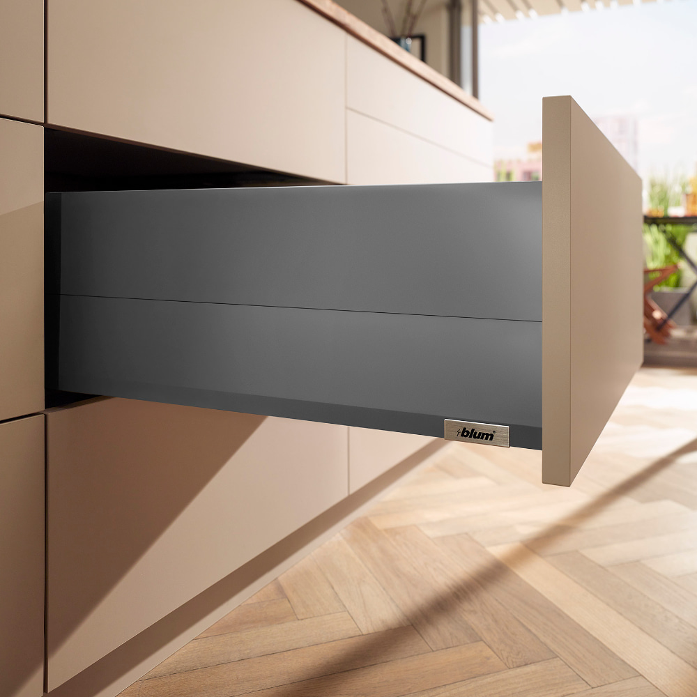BLUM - Merivobox - sada výška  E - BOXCAP - blumotion - 40kg - SIVÁ MATNÁ ORION