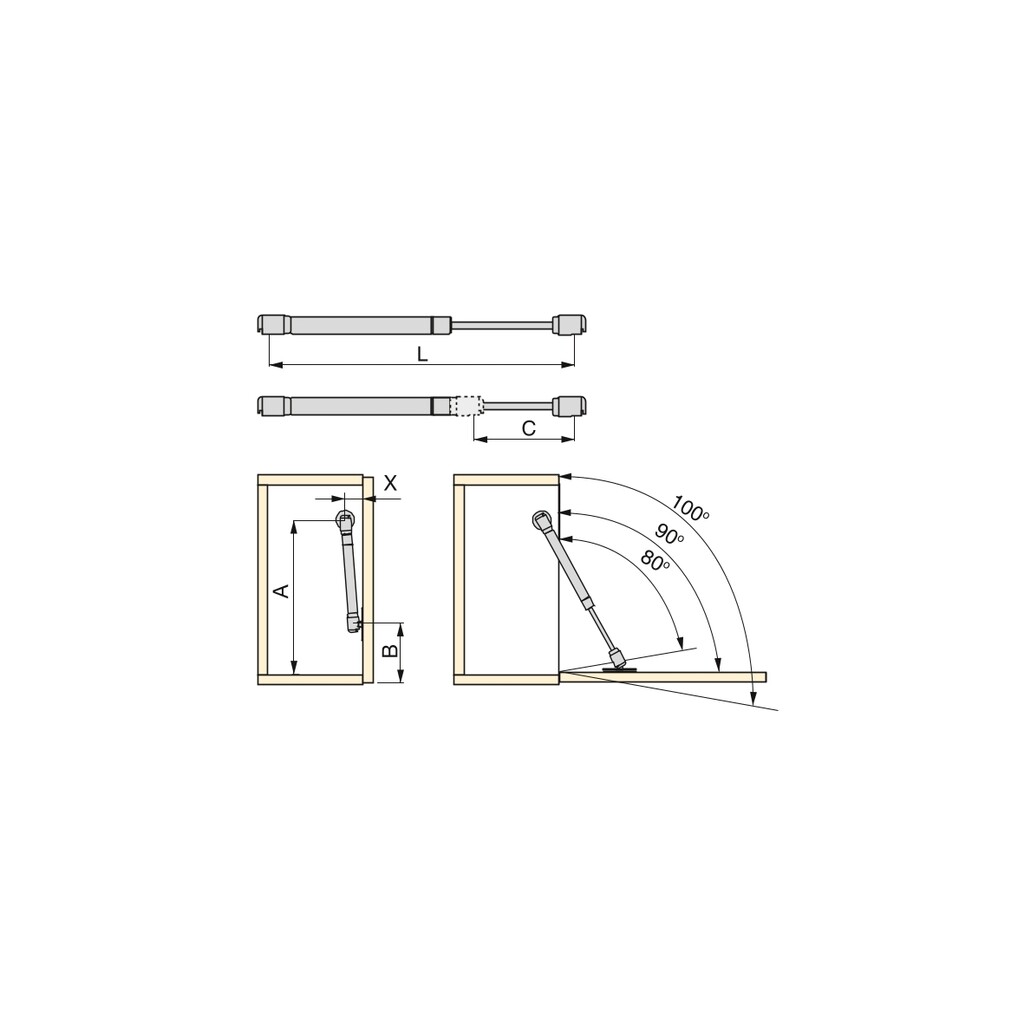 Sklopný strieborný - Piest  60 N
