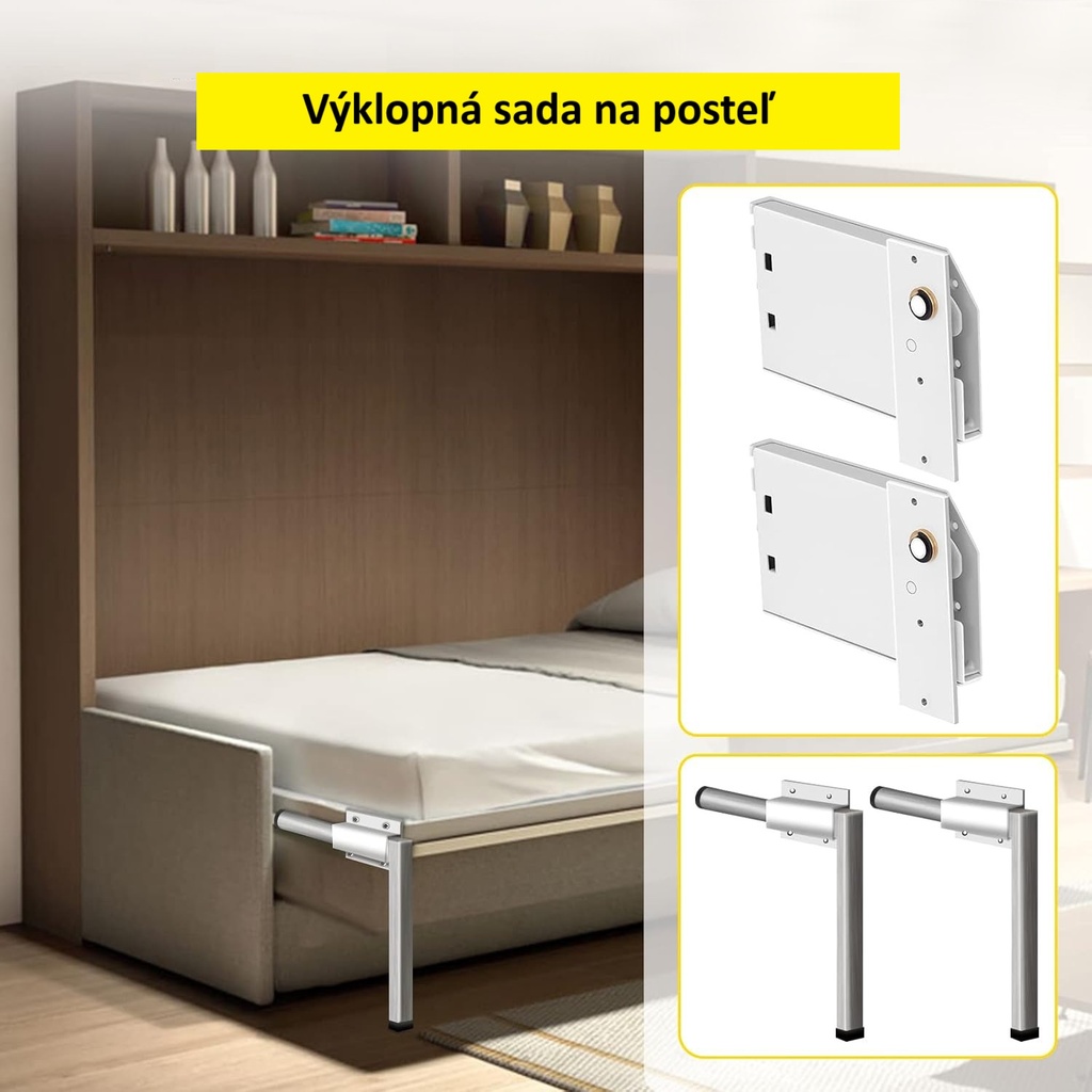 Výklop na posteľ zo steny - Komplet sada aj s nohami + montážné konzoly