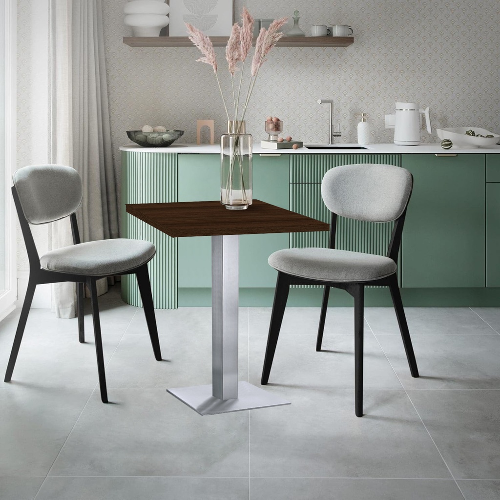 Kaviarenský Stôl /670x670x36/ -Falco -  Y612 FS22  Thermo Oak - Stolová podnož 740mm Hranatá NEREZ