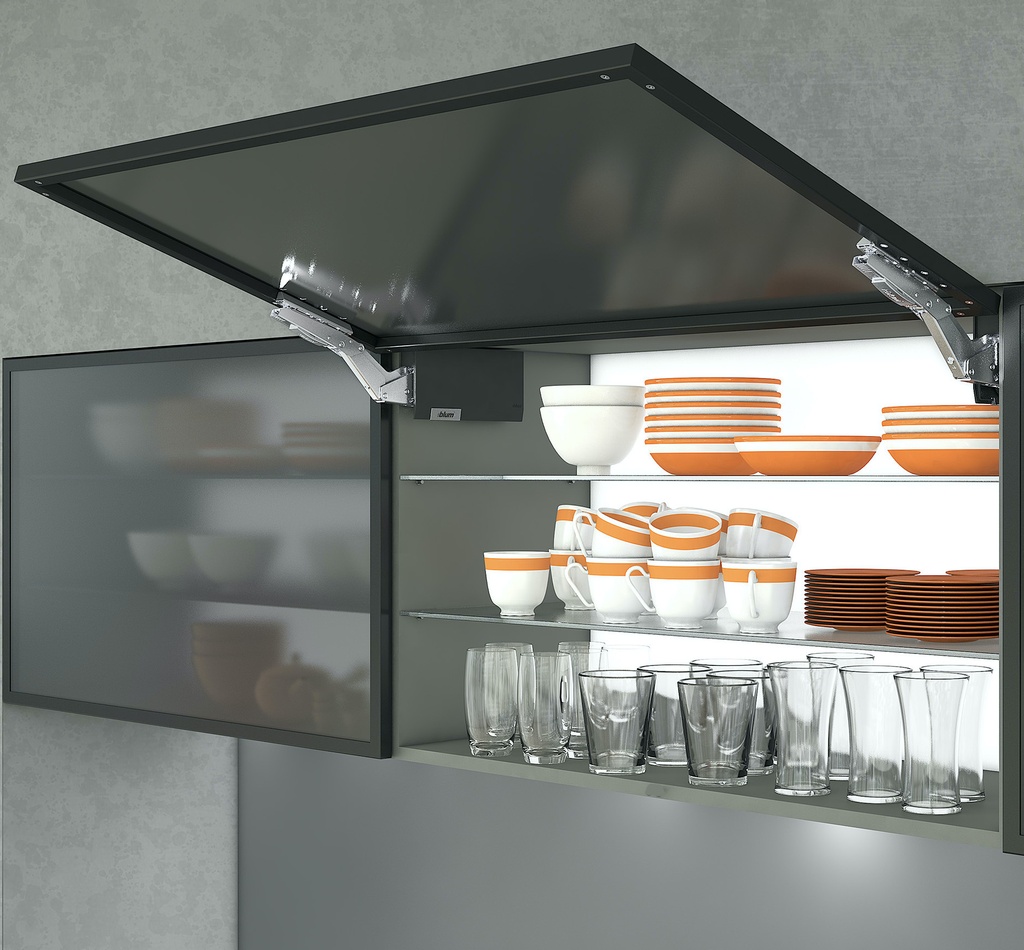 BLUM - AVENTOS HK TOP - KOMPLET SET - sada - na hliníkové dvierka - úzký rámik - s tlmením