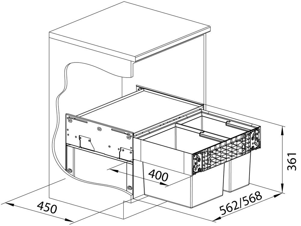 Smetný kôš BLANCO Select 60/2 s tlmením /1x30L+1x19L/