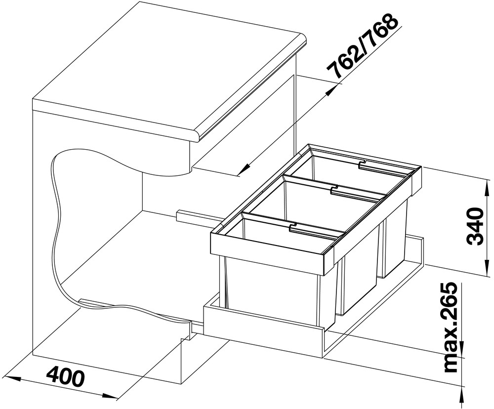 Smetný kôš BLANCO Flexon II 80/3 /19+30+16L/