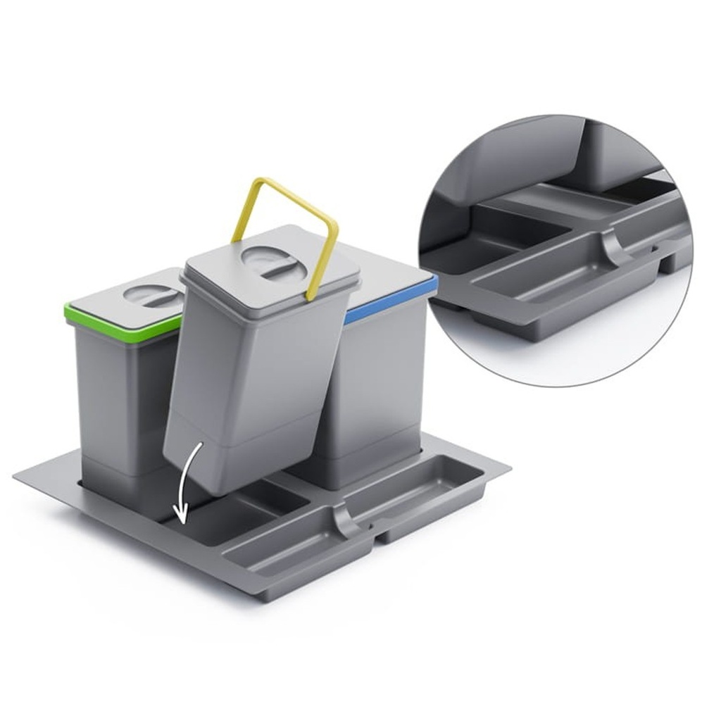 Smetný kôš Do zásuvky 60´ -  1x15L+2x7L