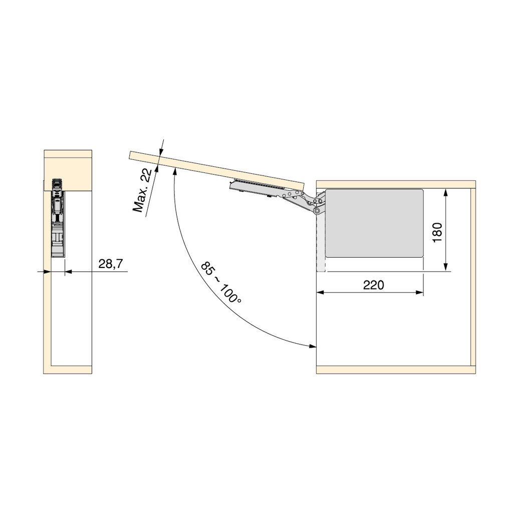 Emuca - Výklopný mechanizmus ALTIUS LIFT - BIELÝ
