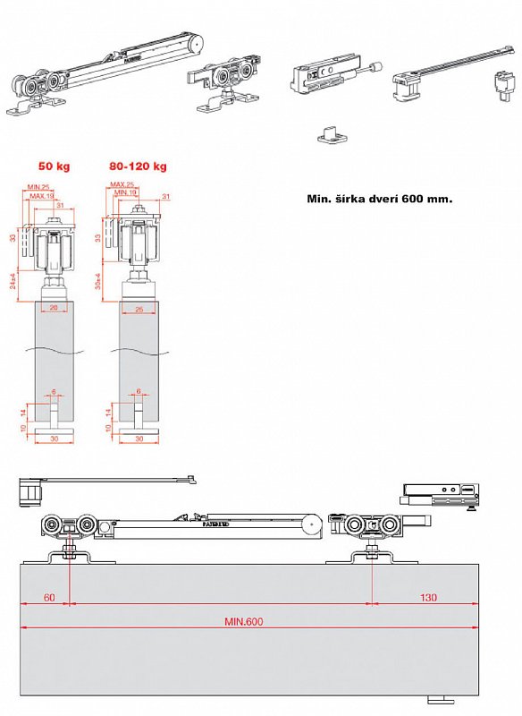  TERNO kolieska 80kg  -sada easy Tech Air jednostr./sad   