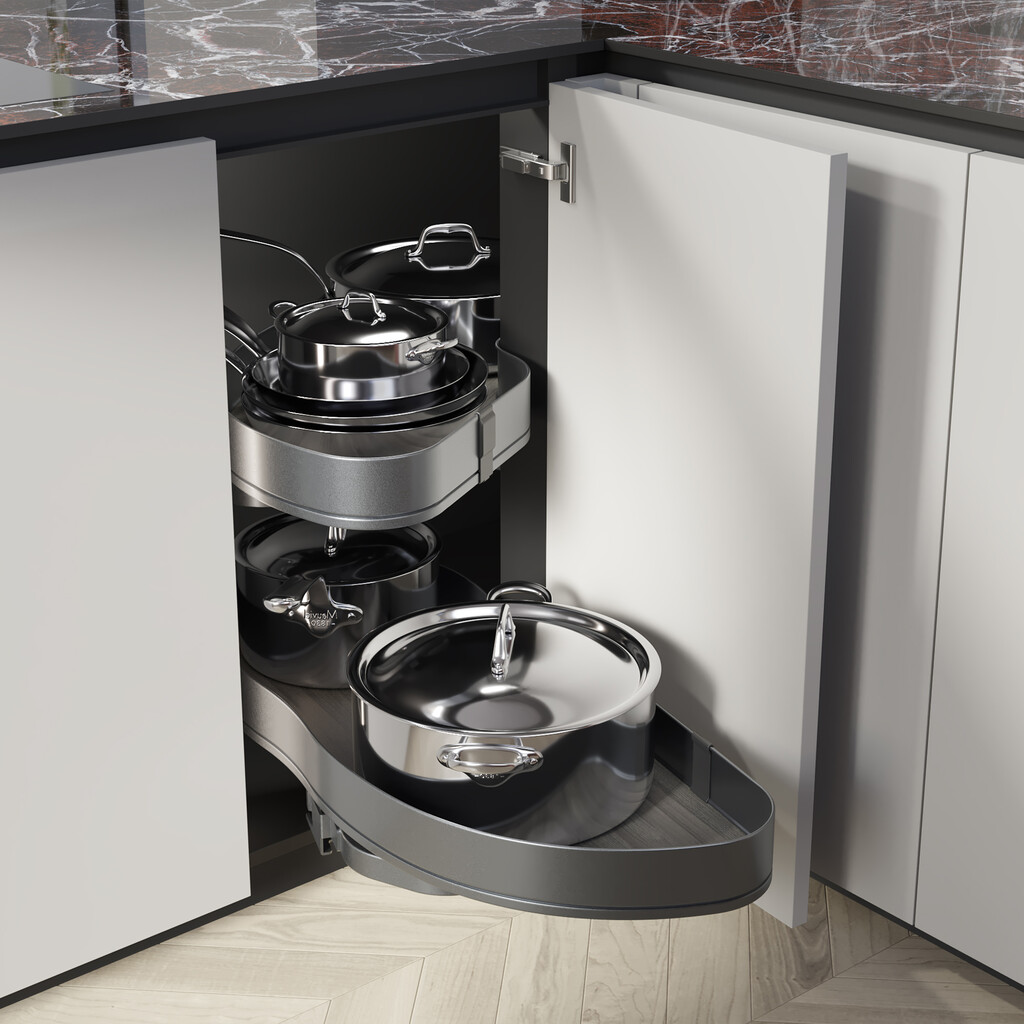 Harmony - Ladvinový rohový kôš oceľový s kombináciou dreva - Antracit 