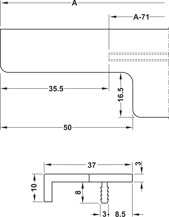 Úchytka Oceľová Ramara - na hranu