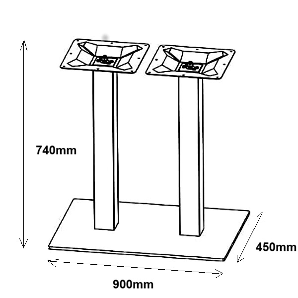 Stolová podnož 740mm Hranatá ČIERNÁ DUO