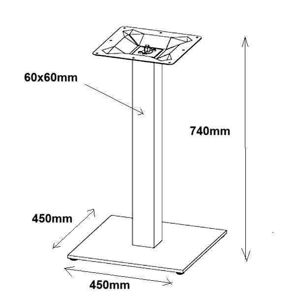 Stolová podnož 740mm - Hranatá ČIERNÁ