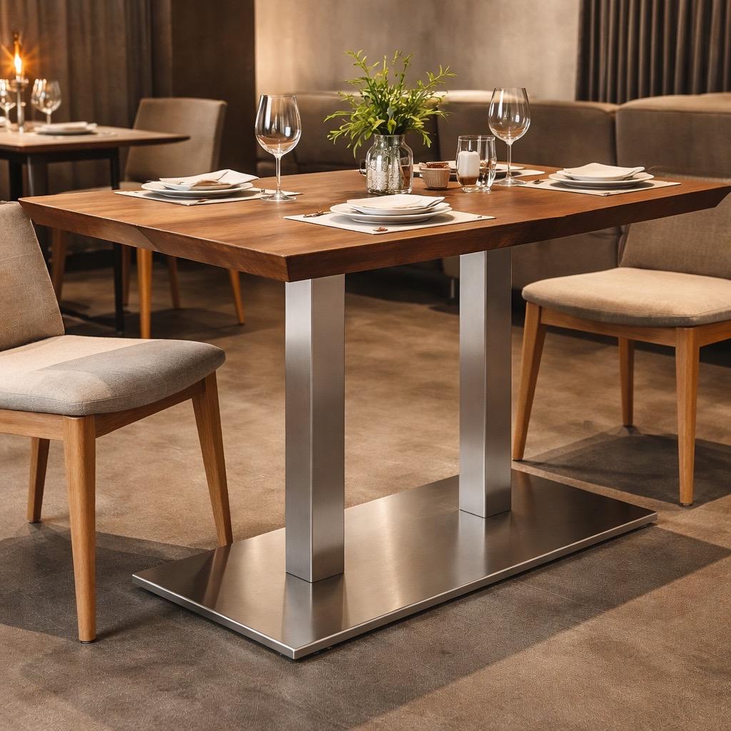 Stolová  podnož 740mm - Hranatý NEREZ DUO