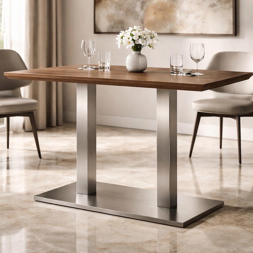 Stolová  podnož 740mm - Hranatý NEREZ DUO