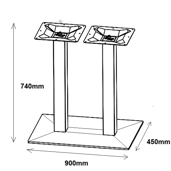 Stolová podnož  740mm - Hranatá ČIERNÝ ihlan DUO Pyramida