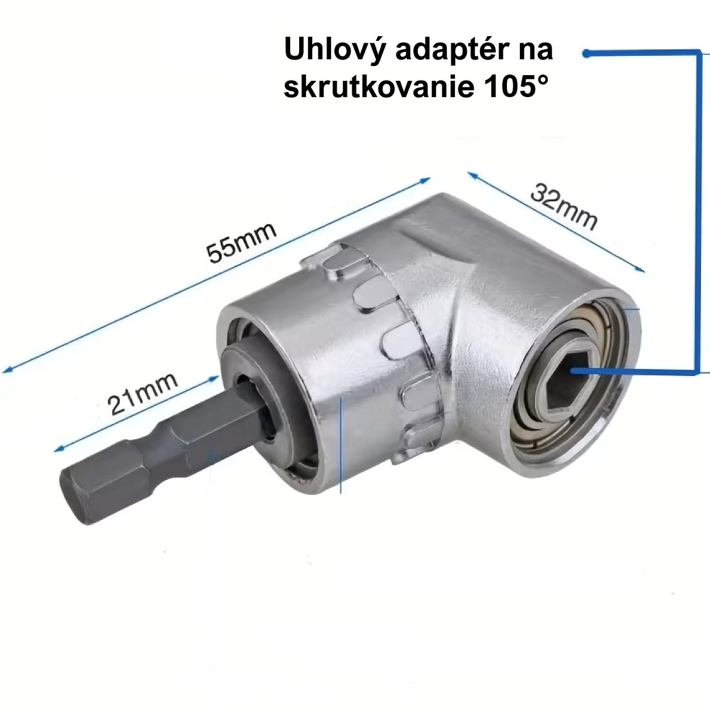  Uhlový adaptér na skrutkovanie 105° – pravouhlý nástavec na vŕtačku alebo šróbovačku