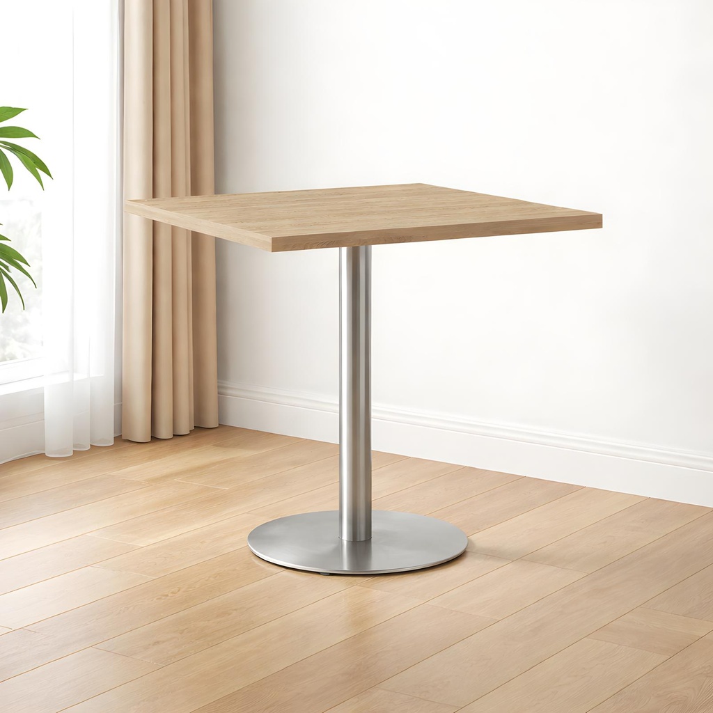 Kaviarenský Stôl - Dub Gladstone šedo béžový / Okrúhla Nerez