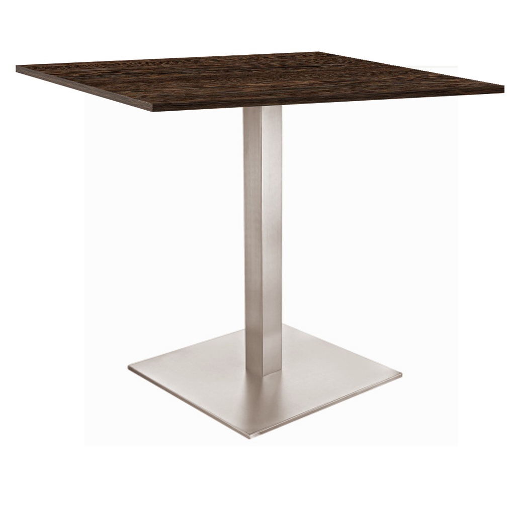 Kaviarenský Stôl /670x670x36/ - Krono Swiss -  7648 PR  Arusha Wenge - Stolová podnož 740mm Hranatá NEREZ 