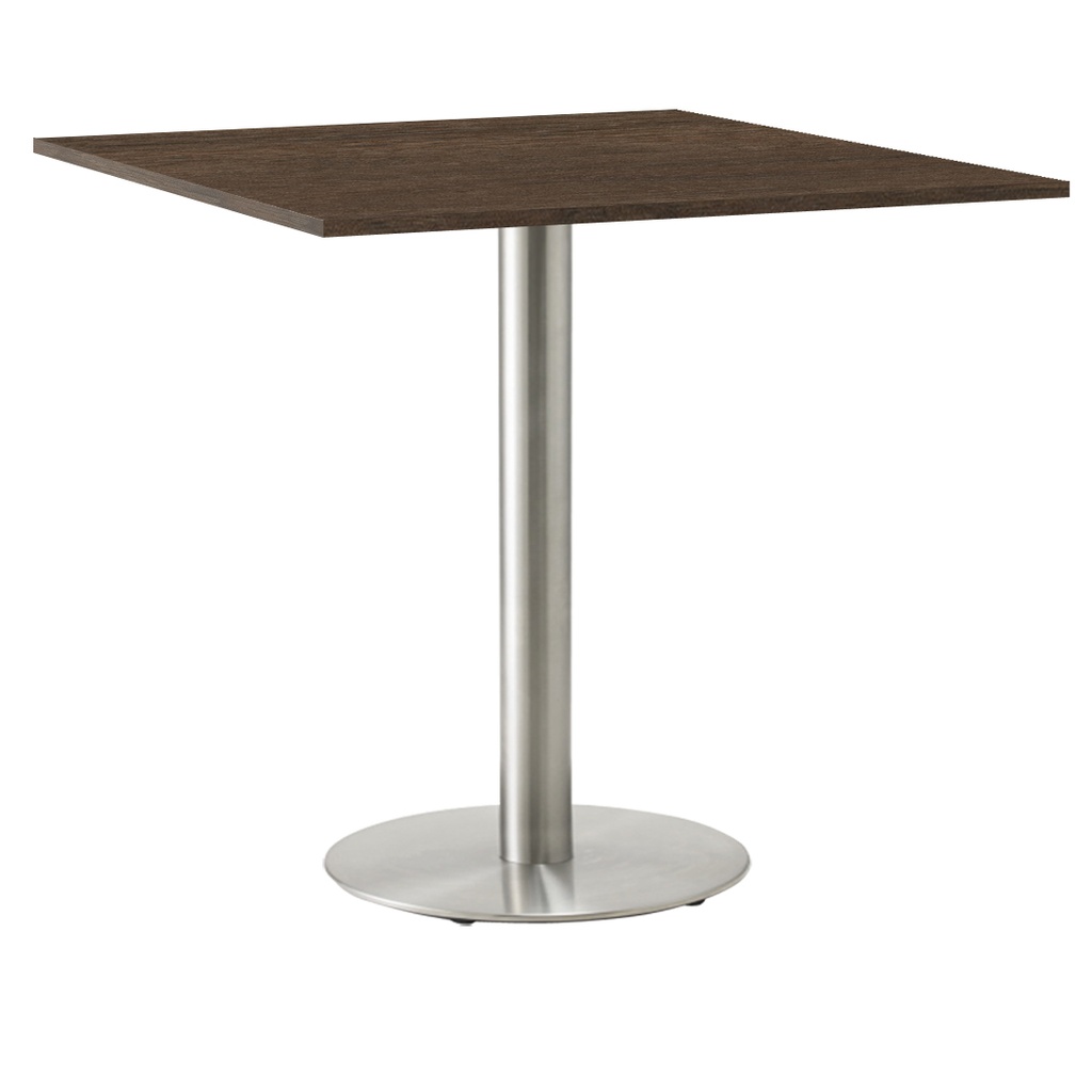 Kaviarenský Stôl /670x670x36/ - H3732 ST10 Hickory Hnedý - Stolová podnož 740mm Okrúhla Nerez