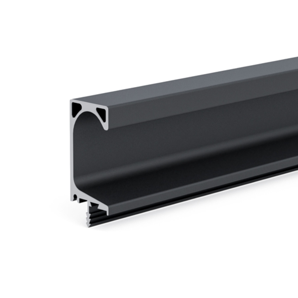  Úchytkový Profil Zafrézovací - UM-932 - s koncovkou - ČIERNÝ - 3m