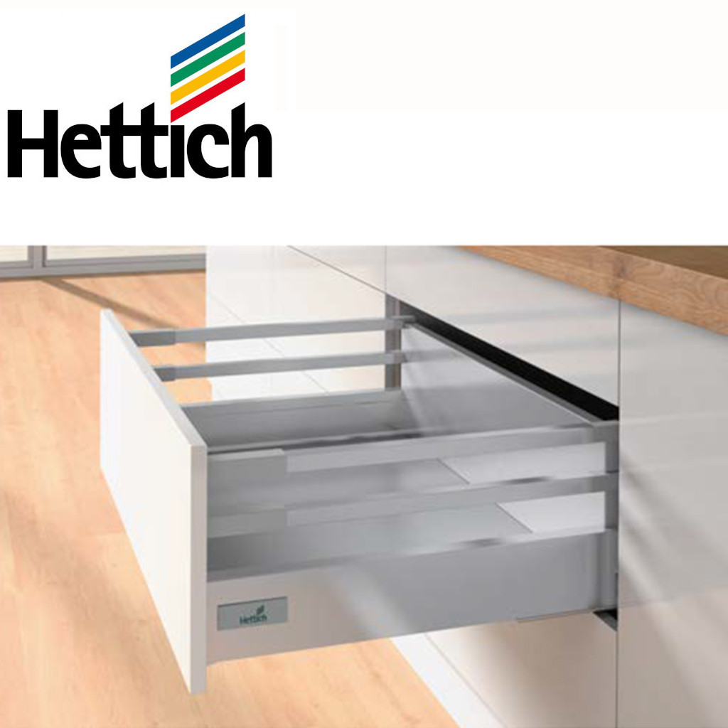 HETTICH -  ATIRA sada V=176mm s dvomi relingami dlžka - 470mm - STRIEBRO