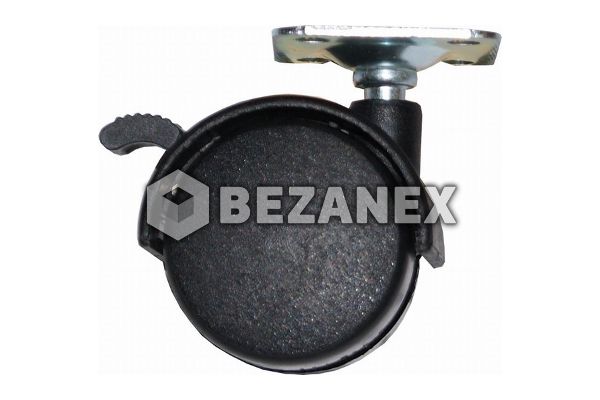 Koliesko otočné plastové s brzdou - čierne /Fi 40mm/,  ks 