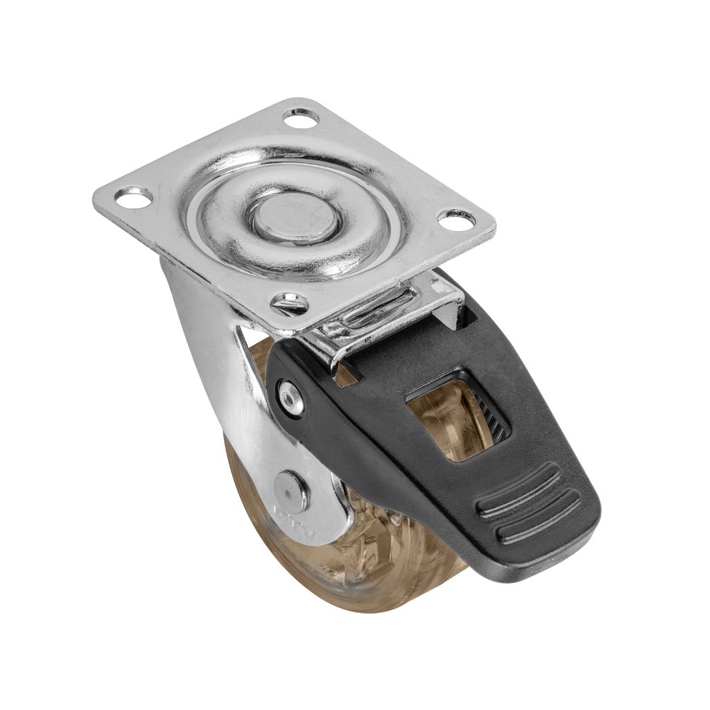 Koliesko otočné - 50mm SHIFT - hnedé s brzdou,  ks        