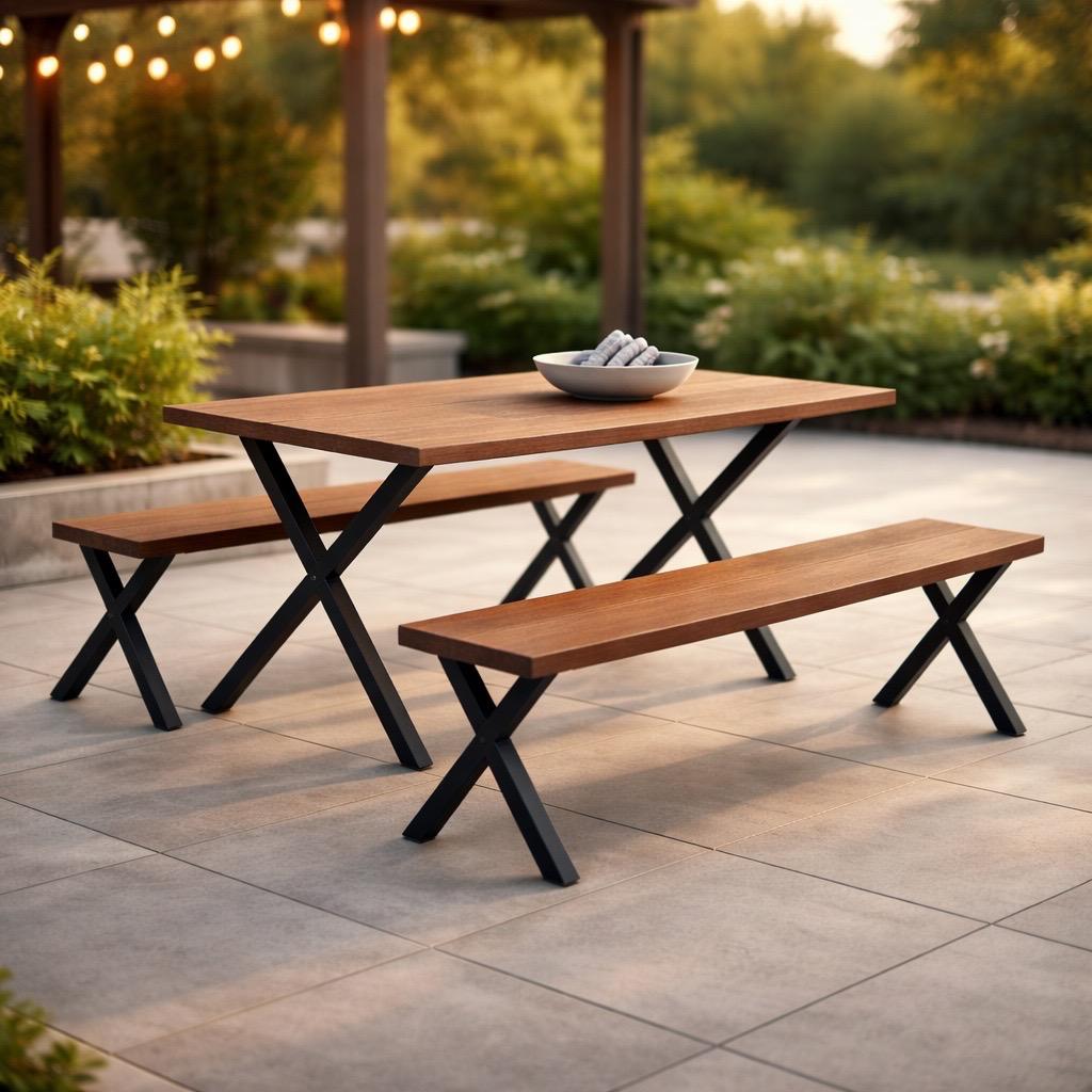 Terasový stôl set aj z lavicami /1500x900/ - H1151 Arizona hnedý - Nohy - SIDNEY 