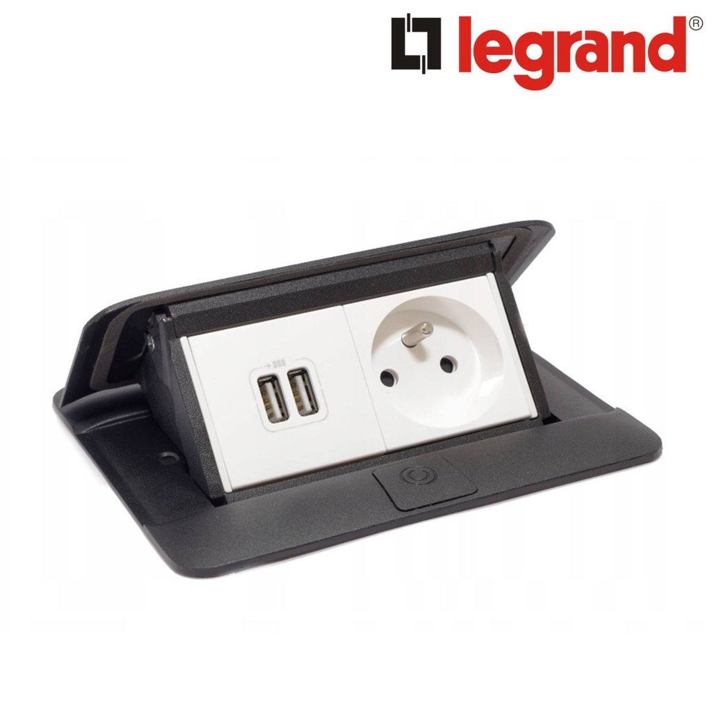 Legrand Popup - 2 zásuvky - čierný matný + USB 