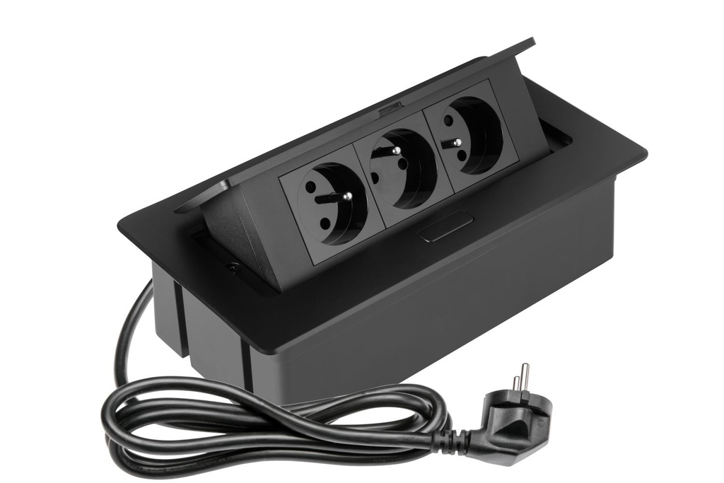 Elektrická vyklopná trojzásuvka -  Hranatá  3x230V+kábel 1,5m