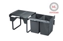 Smetný kôš ML do 450´ s tlmením s uchytením - 2x20L