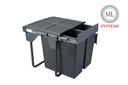Smetný kôš ML do 600´ s tlmením s uchytením - 2x34L