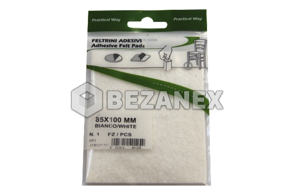 Filc - nalepovacie podložky / hranaté 85x100mm biely/, ks 