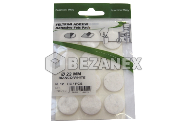 Filc - nalepovacie podložky 12ks /gulaté biela 22mm/, bal 